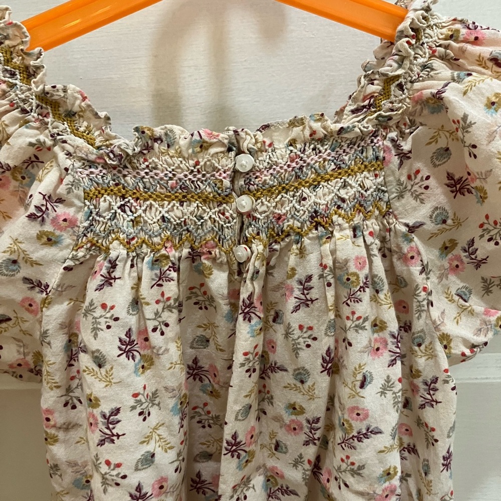 Doen hand-smocked floral dress